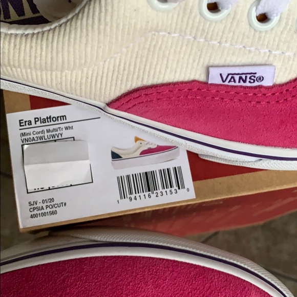 VANS ERA PLATFORM MINI CORD MULTI/TRUE WHITE men’s - Picture 11 of 16